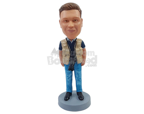 Custom Bobblehead Professional News photographer wearng a camera around the neck with a vest one - Leisure & Casual Casual Males Personalized Bobblehead & Action Figure Custom Bobblehead Professional News photographer wearng a camera around the neck with a vest one - Leisure & Casual Casual Males Personalized Bobblehead & Action Figure